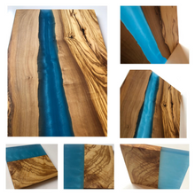 Load image into Gallery viewer, Olive Wood w/Resin Boards - Pearly Blue 18x9x0.5