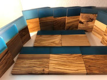 Load image into Gallery viewer, Set of 4 pcs Olive Wood w/Resin Coaster Standard Blue 4x4x0.39