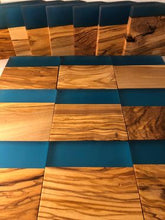 Load image into Gallery viewer, Set of 4 pcs Olive Wood w/Resin Coaster Standard Blue 4x4x0.39