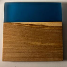 Load image into Gallery viewer, Set of 4 pcs Olive Wood w/Resin Coaster Standard Blue 4x4x0.39