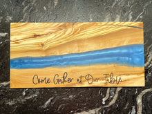 Load image into Gallery viewer, Olive Wood w/Resin Boards - Pearly Blue 18x9x0.5