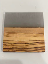 Load image into Gallery viewer, Set of 4 Olive Wood w/Resin Coaster Pearly Gray 4x4x0.039