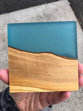 Load image into Gallery viewer, Set of 4 pcs Olive Wood w/Resin Coaster Standard Blue 4x4x0.39