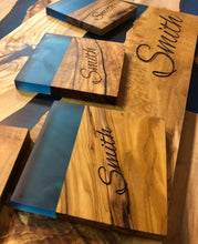 Load image into Gallery viewer, Set of 4 pcs Olive Wood w/Resin Coaster Standard Blue 4x4x0.39
