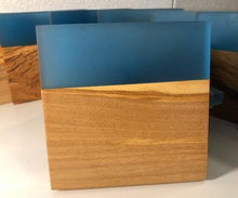 Load image into Gallery viewer, Set of 4 pcs Olive Wood w/Resin Coaster Standard Blue 4x4x0.39
