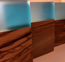 Load image into Gallery viewer, Set of 4 pcs Olive Wood w/Resin Coaster Standard Blue 4x4x0.39

