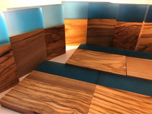 Load image into Gallery viewer, Set of 4 pcs Olive Wood w/Resin Coaster Standard Blue 4x4x0.39
