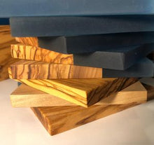 Load image into Gallery viewer, Set of 4 pcs Olive Wood w/Resin Coaster Standard Blue 4x4x0.39
